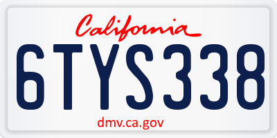 CA license plate 6TYS338