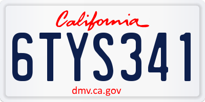 CA license plate 6TYS341