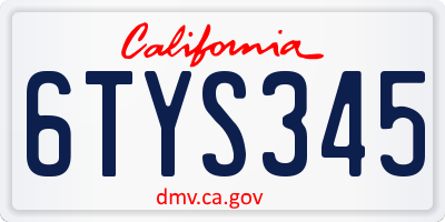 CA license plate 6TYS345