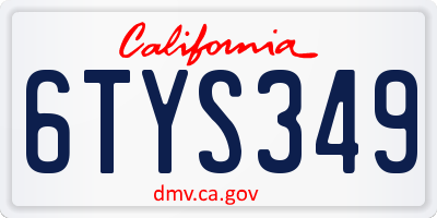 CA license plate 6TYS349
