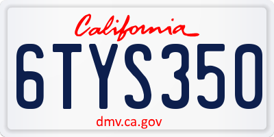 CA license plate 6TYS350