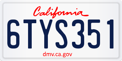CA license plate 6TYS351