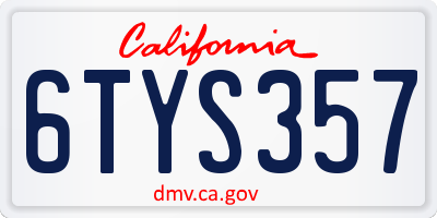 CA license plate 6TYS357