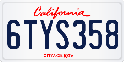 CA license plate 6TYS358