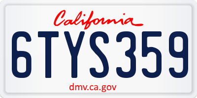 CA license plate 6TYS359