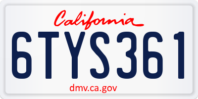 CA license plate 6TYS361