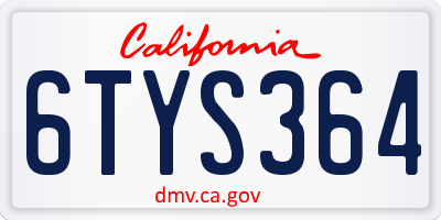 CA license plate 6TYS364