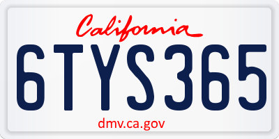 CA license plate 6TYS365