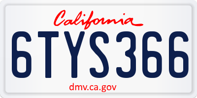 CA license plate 6TYS366