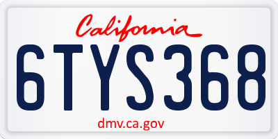 CA license plate 6TYS368