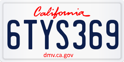 CA license plate 6TYS369