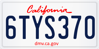 CA license plate 6TYS370