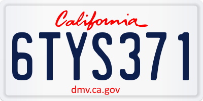 CA license plate 6TYS371