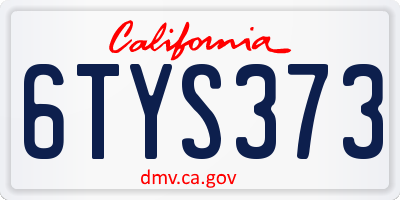 CA license plate 6TYS373