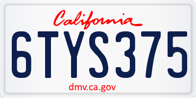 CA license plate 6TYS375