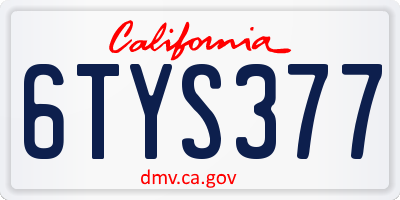 CA license plate 6TYS377