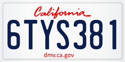 CA license plate 6TYS381