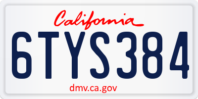 CA license plate 6TYS384