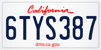 CA license plate 6TYS387