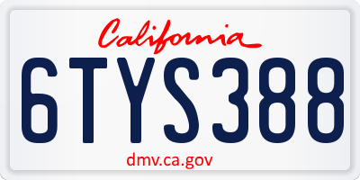 CA license plate 6TYS388