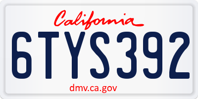 CA license plate 6TYS392
