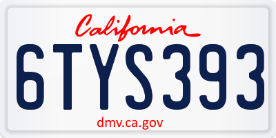 CA license plate 6TYS393