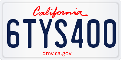 CA license plate 6TYS400
