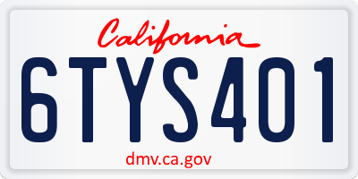 CA license plate 6TYS401