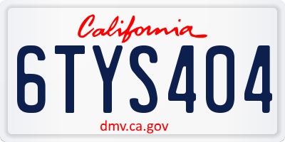 CA license plate 6TYS404