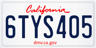 CA license plate 6TYS405