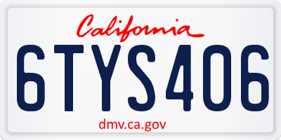 CA license plate 6TYS406