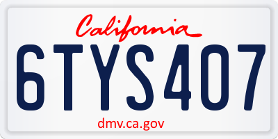 CA license plate 6TYS407