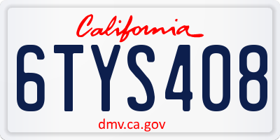 CA license plate 6TYS408