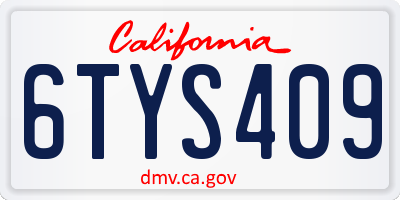 CA license plate 6TYS409