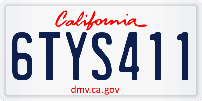 CA license plate 6TYS411