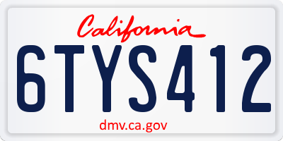 CA license plate 6TYS412