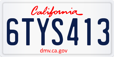 CA license plate 6TYS413