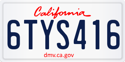 CA license plate 6TYS416