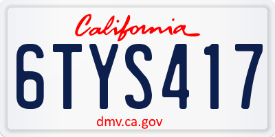 CA license plate 6TYS417