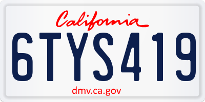 CA license plate 6TYS419