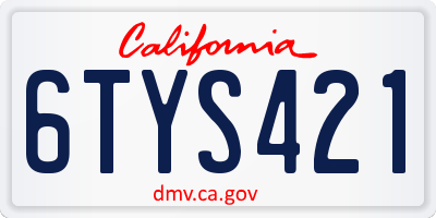 CA license plate 6TYS421