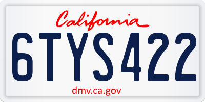 CA license plate 6TYS422