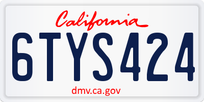 CA license plate 6TYS424