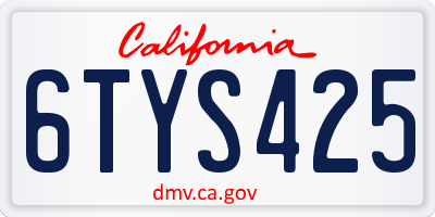 CA license plate 6TYS425