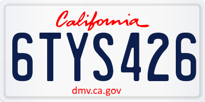 CA license plate 6TYS426