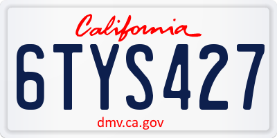 CA license plate 6TYS427