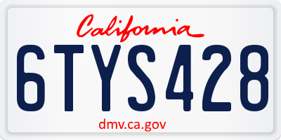 CA license plate 6TYS428