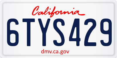 CA license plate 6TYS429