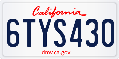CA license plate 6TYS430