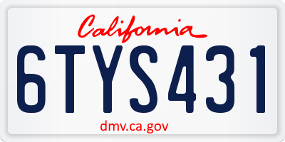 CA license plate 6TYS431